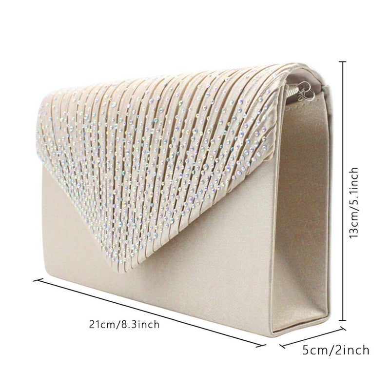 Groupcow New Ladies Evening Handbags Bridal Wedding Bag Handbag (Apricot) - Image 2